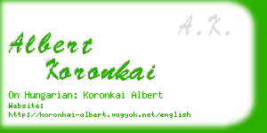 albert koronkai business card